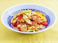 ささみとパプリカのマヨカレー炒め